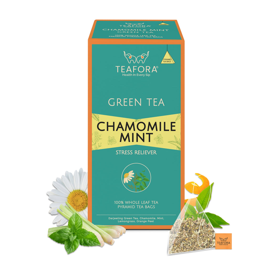 TEAFORA Chamomile Mint Green Tea | 20 Count Pyramid Tea Bags | Grocsy