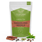 TEAFORA Darjeeling Masala Green Tea | Loose Leaves | Blended with Cardamom, Cinnamon, Black Pepper & Clove | 100% NATURAL | 50 Cups Hot or Iced Tea | Grocsy