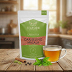 TEAFORA Darjeeling Masala Green Tea | Loose Leaves | Blended with Cardamom, Cinnamon, Black Pepper & Clove | 100% NATURAL | 50 Cups Hot or Iced Tea | Grocsy