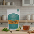 TEAFORA Earl Grey Masala Green Tea | Spiced Citrus | Darjeeling Loose Tea | Blended with Indian Aromatic Spices enriched with Bergamot extract | 50 Cups Hot or Iced Tea | Grocsy