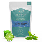 TEAFORA Earl Grey Green Tea | Darjeeling Loose Leaf Tea Enriched with Natural Bergamot Extract | 100% NATURAL | 50 Cups Hot or Iced Tea | Grocsy