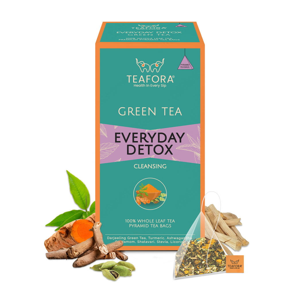 TEAFORA Everyday Detox Green Tea Bags | 20 Count Pyramid Tea Bags | Grocsy
