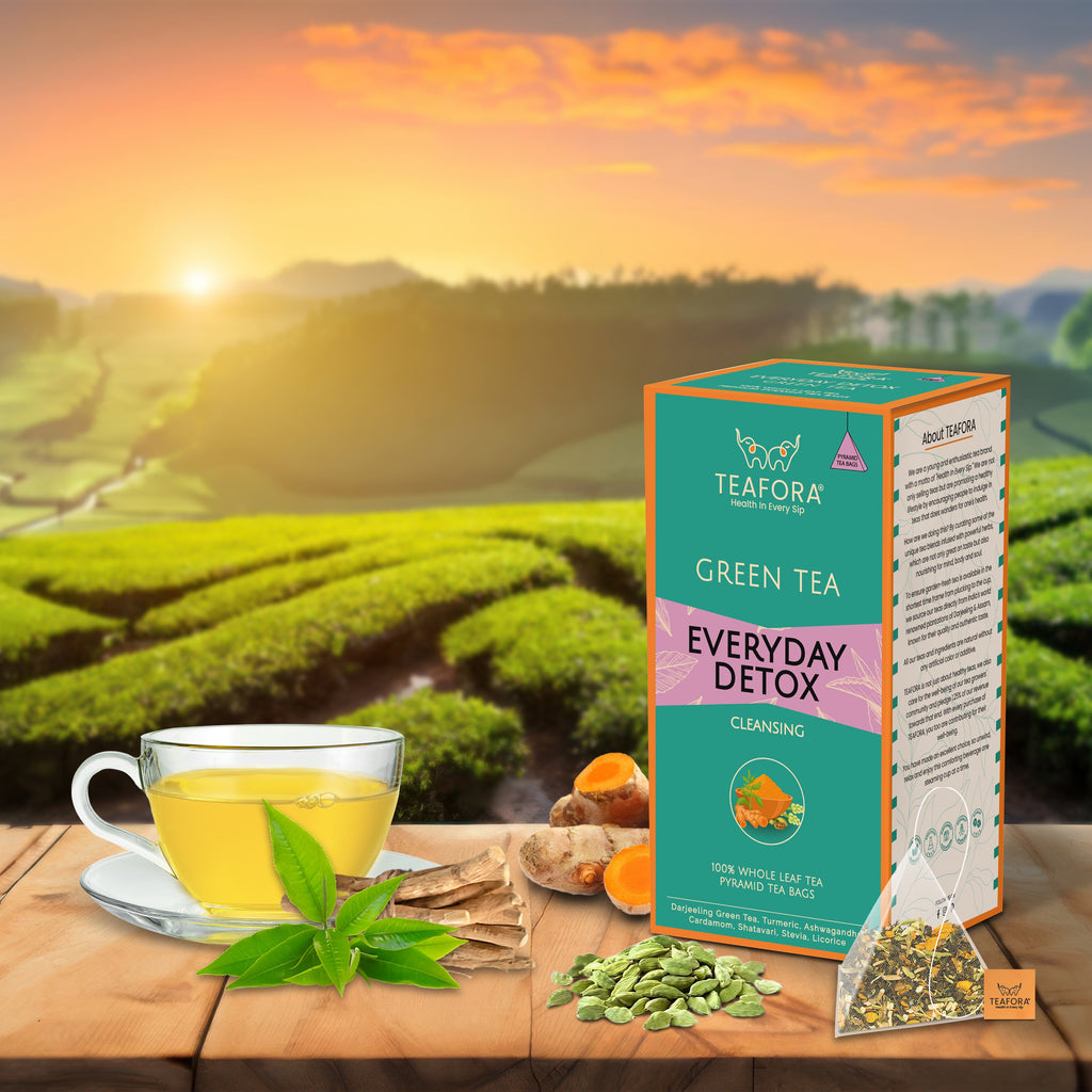 TEAFORA Everyday Detox Green Tea Bags | 20 Count Pyramid Tea Bags | Grocsy