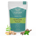 TEAFORA Ginger Tulsi Green Tea | Darjeeling Loose Leaf | Indian Superfoods Ginger, Tulsi & Licorice | Relieves Stress & Aids Digestion | Brew Hot or Iced Tea | Grocsy