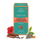 TEAFORA Hibiscus Cinnamon Green Tea | 20 Count Pyramid Tea Bags | Grocsy