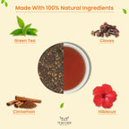 TEAFORA Hibiscus Cinnamon Green Tea | Darjeeling Loose Leaf | 100% Natural Hibiscus Flower, Cinnamon & Clove | Delicious & Refreshing | Brew Hot or Iced Tea | Grocsy