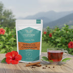 TEAFORA Hibiscus Cinnamon Green Tea | Darjeeling Loose Leaf | 100% Natural Hibiscus Flower, Cinnamon & Clove | Delicious & Refreshing | Brew Hot or Iced Tea | Grocsy