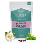TEAFORA Jasmine Delight Green Tea | Darjeeling Loose Leaf Tea with All Powerful Antioxidants | Supports Immunity |Calming, Relaxing & Bedtime Tea | 50 Cups Hot or Iced Tea | Grocsy