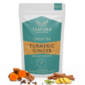 TEAFORA Turmeric Ginger Green Tea | Darjeeling Loose Leaf Tea | Blended with Indian Turmeric, Ginger &  Cinnamon | 100% NATURAL INGREDIENTS | Brew Hot or Iced Tea | Grocsy