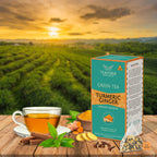 TEAFORA Turmeric Ginger Green Tea | 20 Count Pyramid Tea Bags | Grocsy