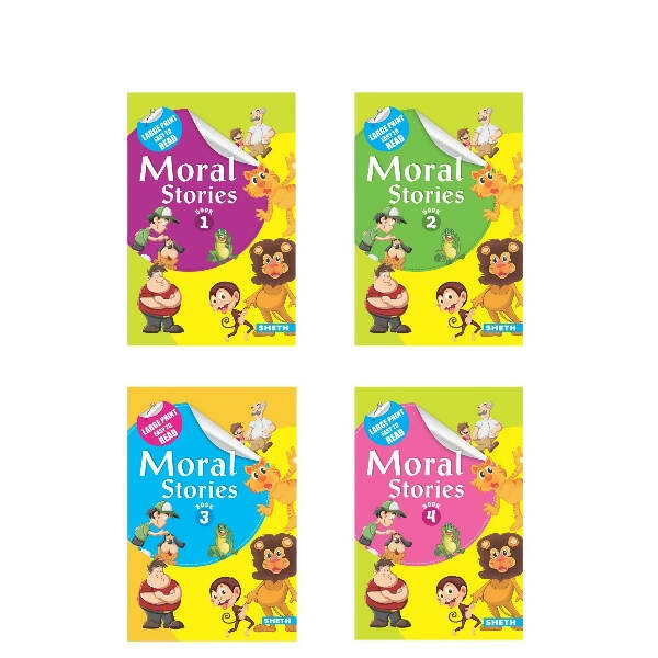 Large Print Easy to Read Moral Stories Set of 4| Bedtime Stories Books for Kids| Ages 4-8 Years | Grocsy