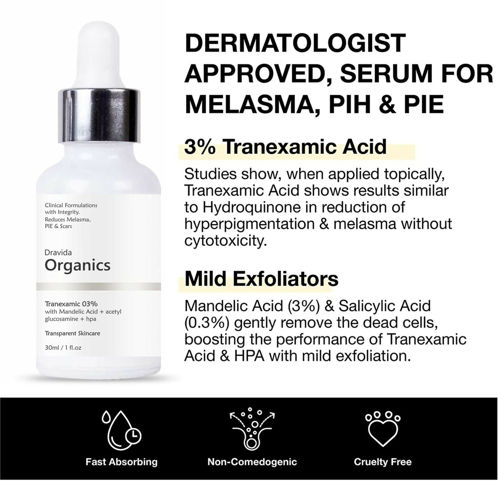 Dravida Organics 3% Tranexamic Acid Serum | Grocsy