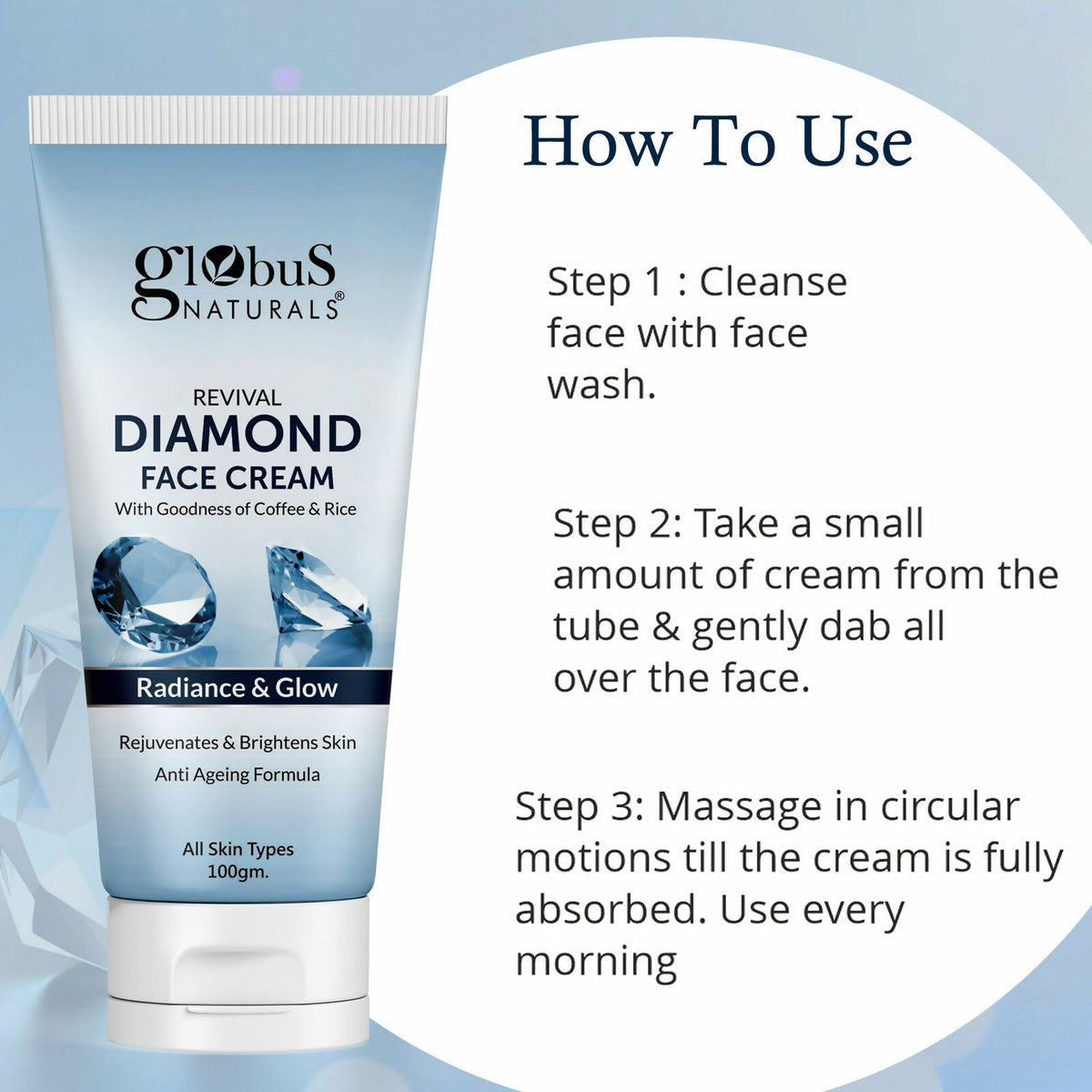 Globus Naturals Revival Diamond Face Cream, Suitable For All Skin Types | Grocsy