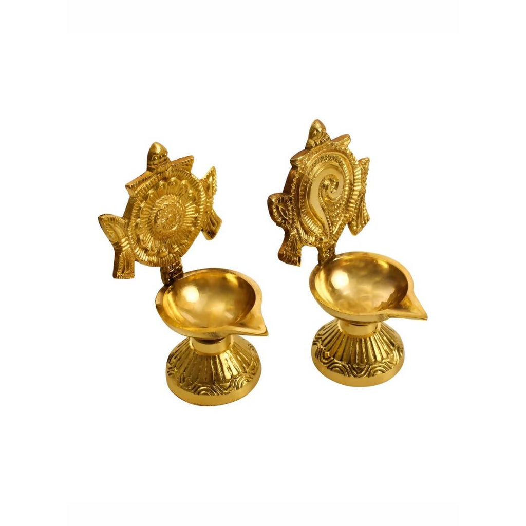 Spillbox 2 Pieces Brass Shangu Chakra Vilakku | Grocsy