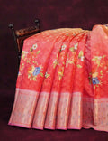 Shades Of Red Colour Banaras Borders And Creeper Design Semi Silk Saree By Gayathri Reddy Designer Studio | Grocsy
