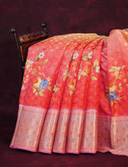Shades Of Red Colour Banaras Borders And Creeper Design Semi Silk Saree By Gayathri Reddy Designer Studio | Grocsy