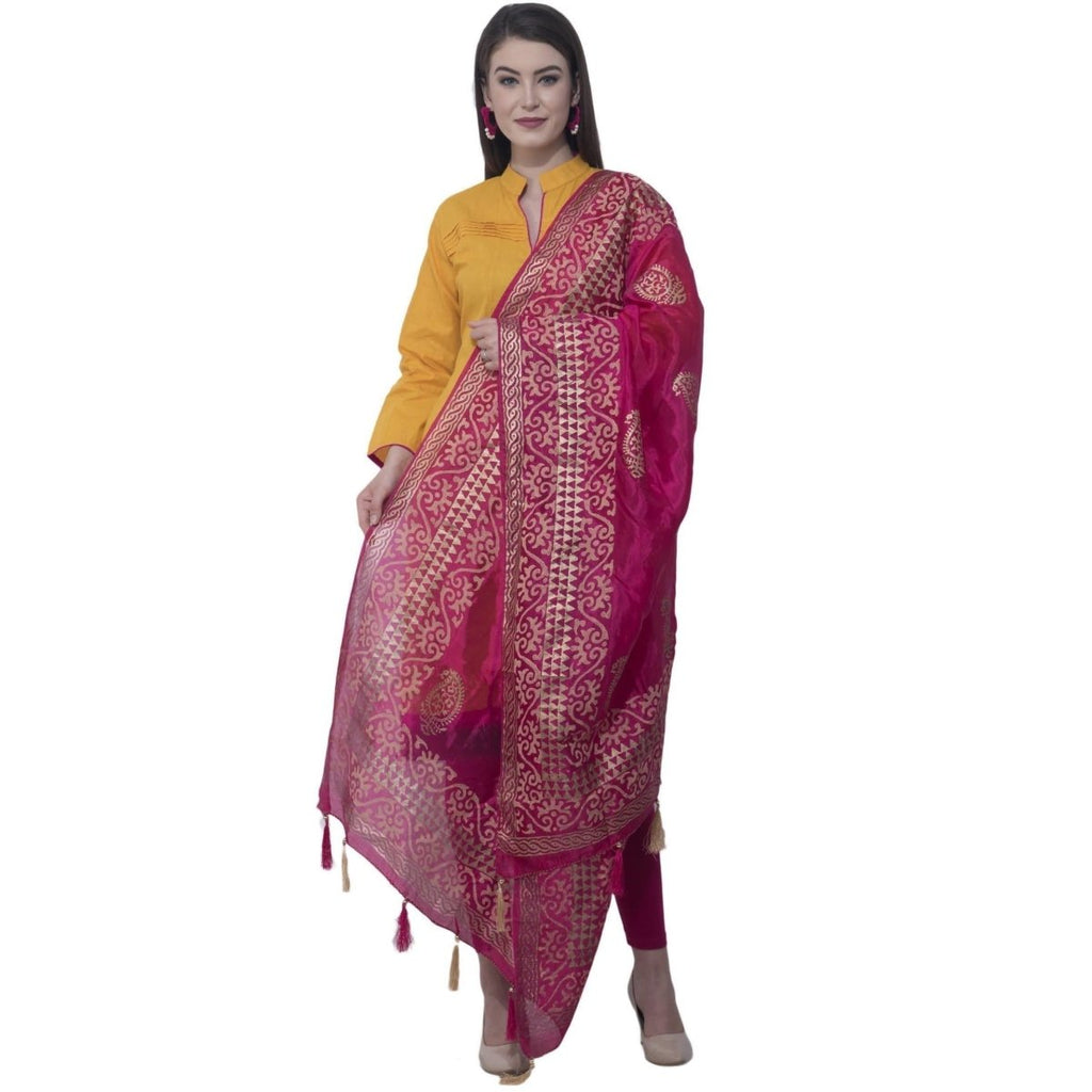 A R Silk Rani Color Silk Pahadi Print Dupattas and Chunnis | Grocsy
