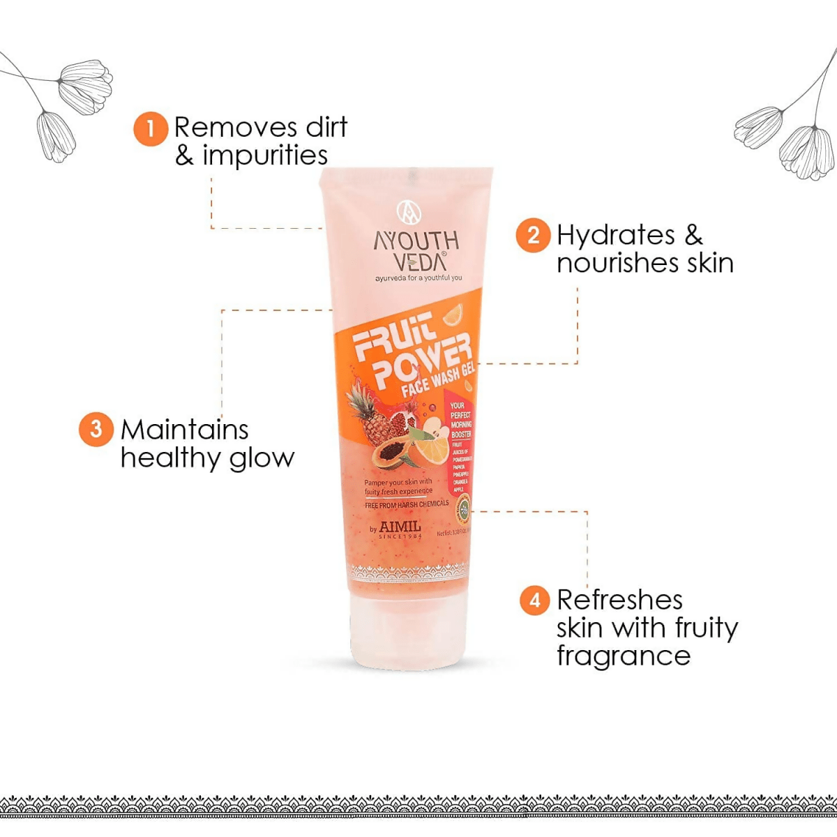 Ayouthveda Fruit Power Face Wash Gel | Grocsy