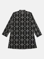 Ahalyaa Boys Black Chanderi Gold Printed Kids Kurta Churidar Set | Grocsy