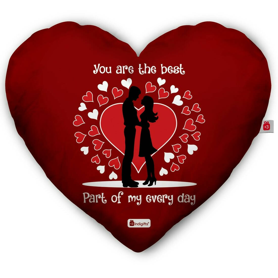 Indigifts Valentine Gifts Micro Satin Fibre Heart Shape Printed Cushion (Red Color) | Grocsy
