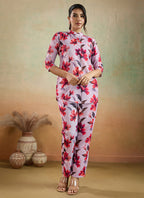 Prazu Fashion Light Pink Printed Cotton Blend Co-Ord Set | Grocsy