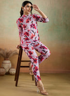 Prazu Fashion Light Pink Printed Cotton Blend Co-Ord Set | Grocsy