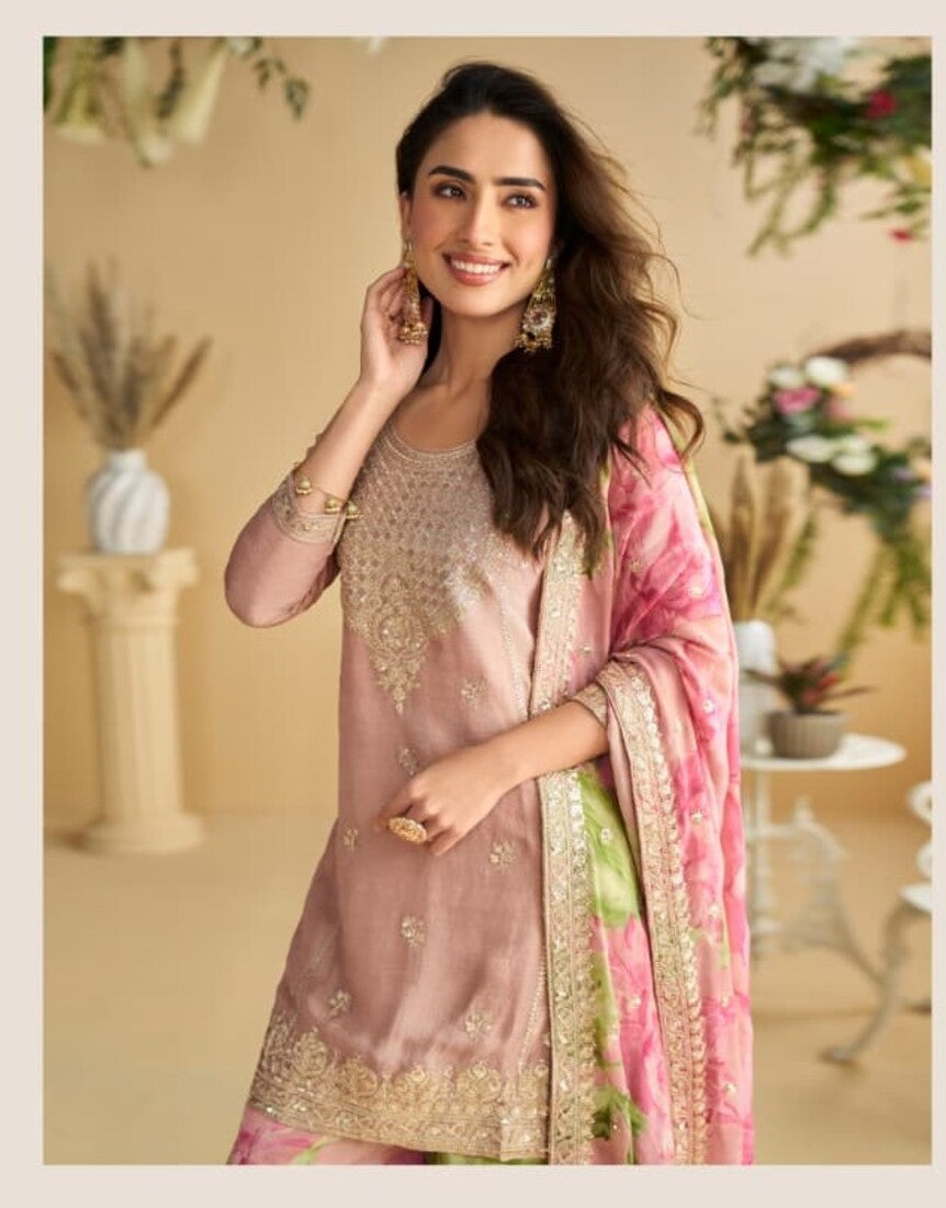 Aarshi Fashions Pink Silk Suits | Grocsy