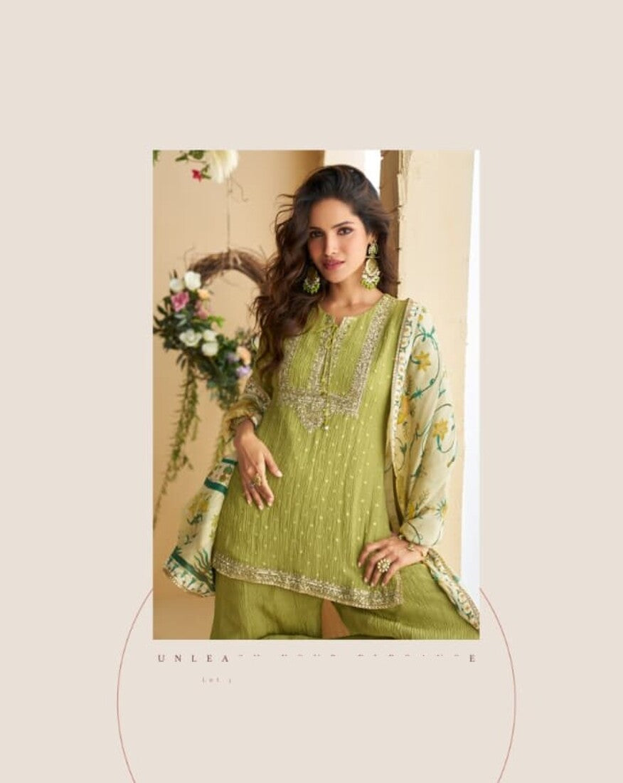 Aarshi Fashions Green Silk Suits | Grocsy