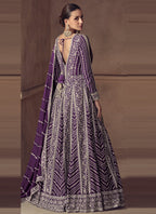 Vegaa Fashion Purple Chinon Silk Embroidered Designer Anarkali Suit | Grocsy