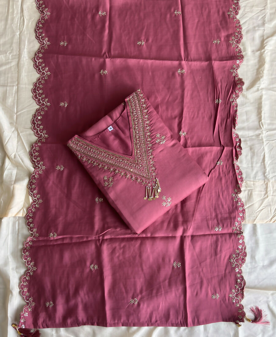 KC Roman Silk Palazzo Suit For Women Wedding Wear Pink | Grocsy