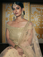 Wedding Designer Sequene Zari Resham Embroidery Cream Net Lahengha Choli - Anbazaar | Grocsy