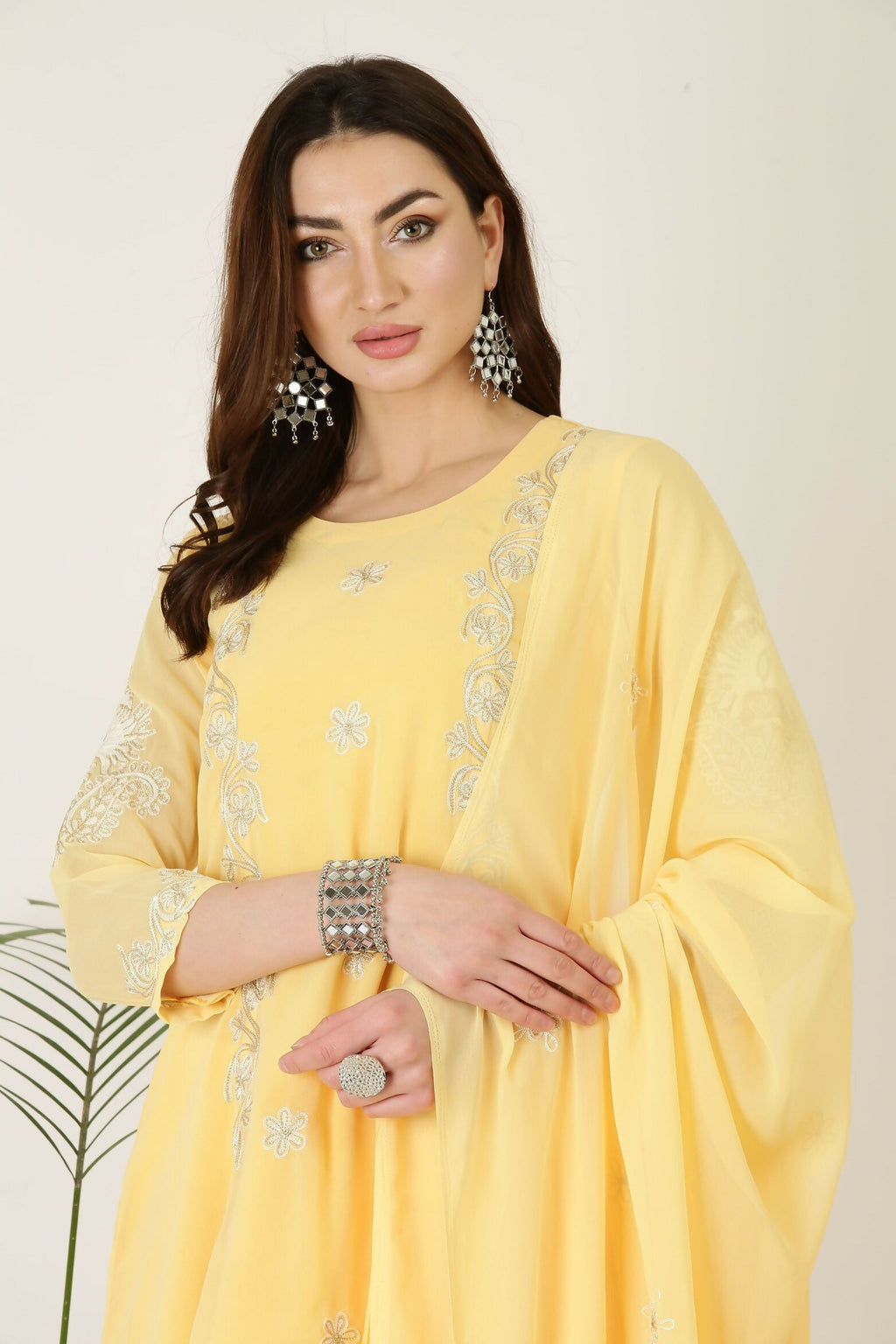 Joban Fashion Yellow Georgette Kurta Set | Grocsy
