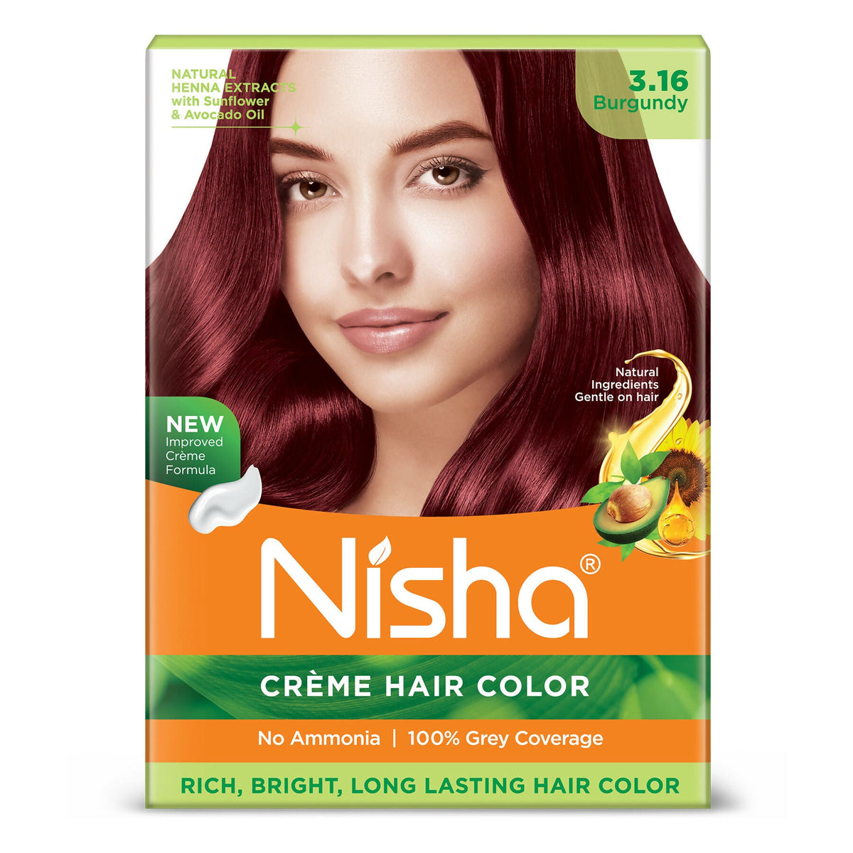 Nisha Creme Hair Color for Women - Burgundy | Grocsy