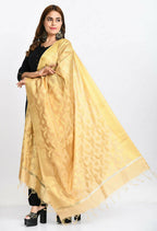 Mominos Fashion Moeza Women's Banarsi Silk Floral Woven Design Golden Dupatta | Grocsy