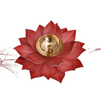 CraftVatika Kamal Diya Deepak Lotus Brass Diyas Oil Lamp - Red | Grocsy