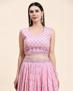 Pink Pure Viscose Georgette Sequence Embroidery work Lehenga Choli with Dupatta - Aakriti | Grocsy