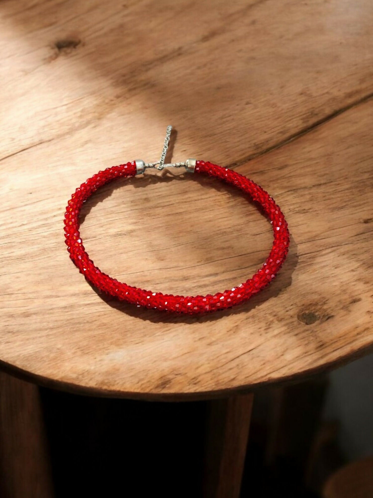 Inhanns Noor-E-Jalwa – Handmade Crystal Bead Necklace -Adjustable - Red Only Necklace | Grocsy