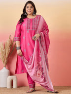 Sztori Women Floral Yoke Design Regular Kurta with Trousers & With Dupatta | Grocsy