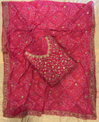 KC Pink Bandhani Printed Heavy Emrboidery Worked Sharara Suit Ethnic Wear | Grocsy
