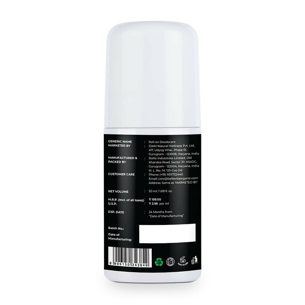 Bella Vita Intense Natural Underarm Roll On Deodorant for Men | Grocsy