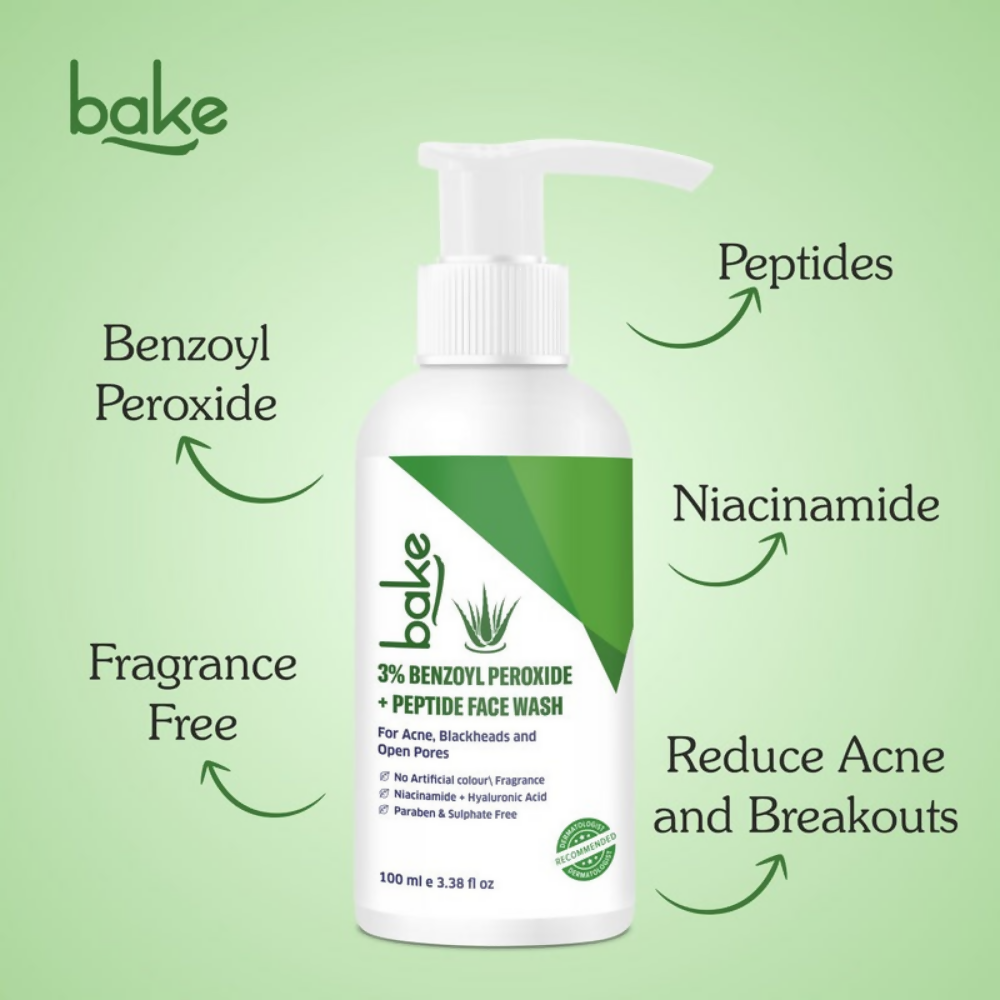 Bake 3% Benzoyl Peroxide Face Wash with Peptides | Grocsy