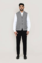 Joban Fashion White And Black Colored Cotton Satin With Checks Print Work Men's Jacket | Grocsy