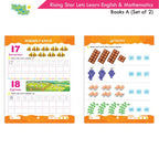 Rising Star Lets Learn English & Maths Activity Books Set A|Set of 2| Ages 3-7 Year| Number, Alphabets, Pattern Writing | Grocsy