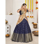 DEIANA'S Beautiful Jackquard Weaving Lehengha Choli - Blue | Grocsy