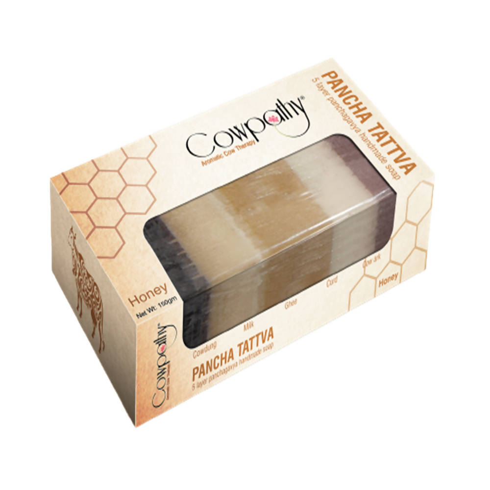 Cowpathy Pancha Tattva 5 Layer Panchagavya Handmade Honey Soap (150gm) | Grocsy