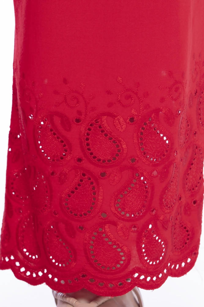 Mominos Fashion Reyon Cotton Red Embroidery Chikan Palazzo | Grocsy