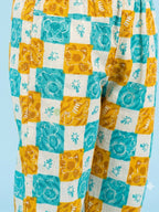 Breathables Woven Cotton Half Sleeves Checks Shirt & Pyjama Multicolour | Grocsy