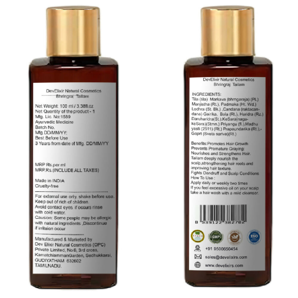 DevElixir Bhringraja Thailam Ayurvedic Hair Oil | Grocsy