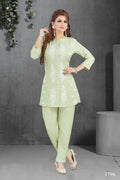 Joban Fashion Heavy Muslin Pista Color Kurta Set | Grocsy