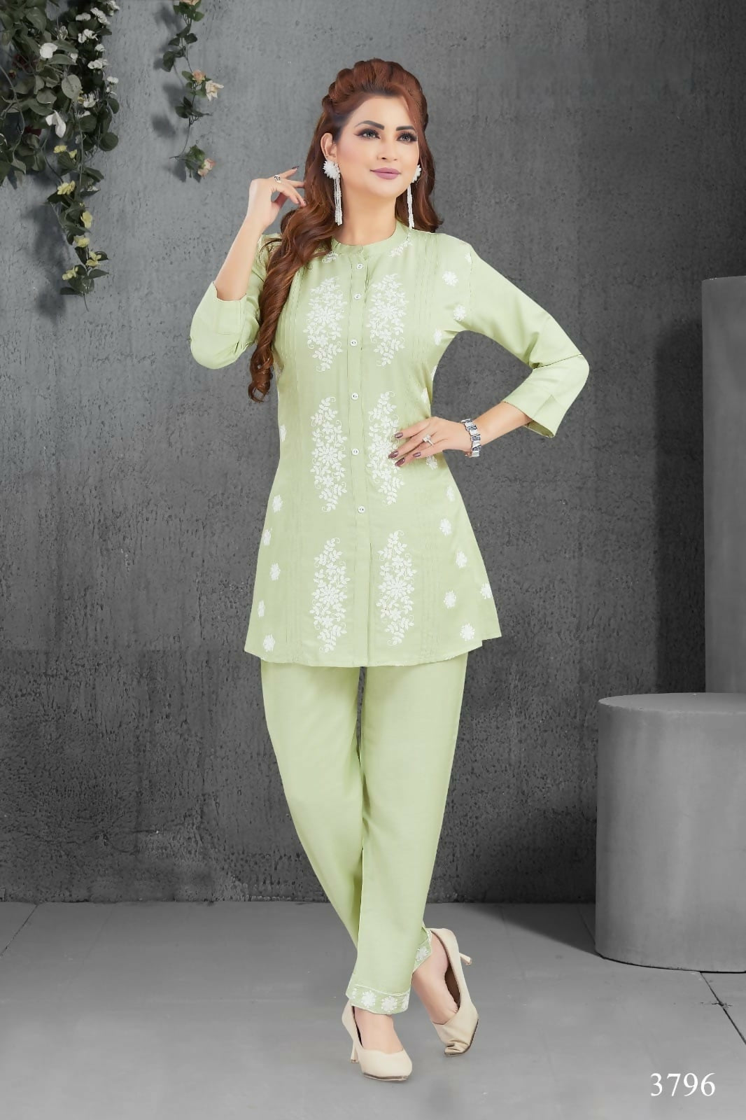 Joban Fashion Heavy Muslin Pista Color Kurta Set | Grocsy